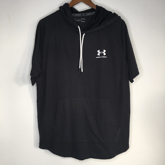 Under Armour Sweatshirt Short Sleeve Hooded Black - Picture 1 of 6